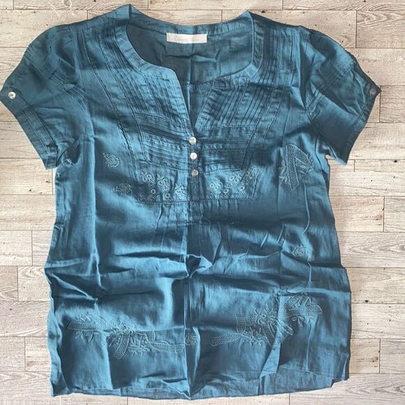 Charlotte Russe, Dusty Blue, Retro, Peasant Blouse - Picture 5 of 12